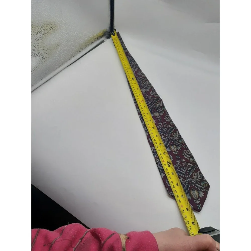 Surrey Necktie 100% Silk Maroon Floral U.S.A Made Burgandy Tie Multicolored
